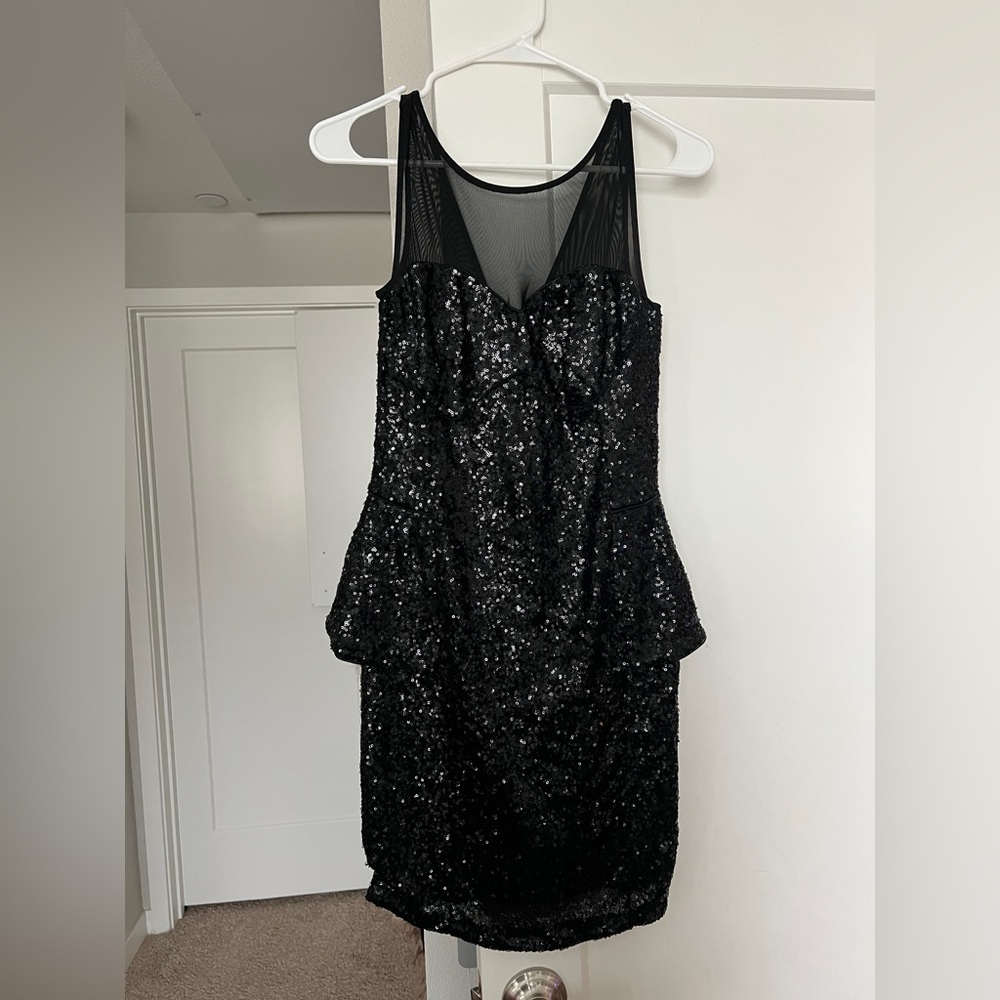 Bebe Black Sequin Mini Dress